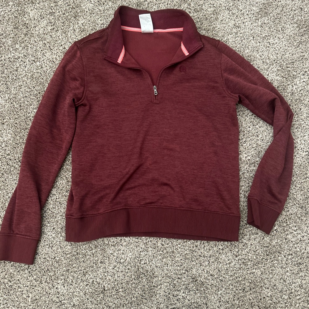 Cinch Maroon Pullover with Coral Accents